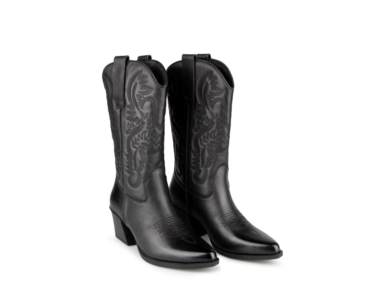 Bottines Western Pour Femme à Talon - Cuir Satiné, Style Rétro - Imperméables, Confortables - Idéales Mariage, Bureau, Ville - 9